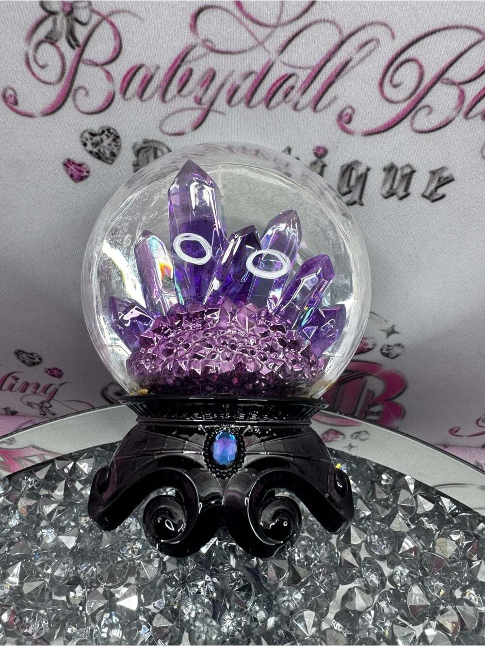 Bath & Body Works plug in wallflower Purple Crystal Globe Black Ornate Base